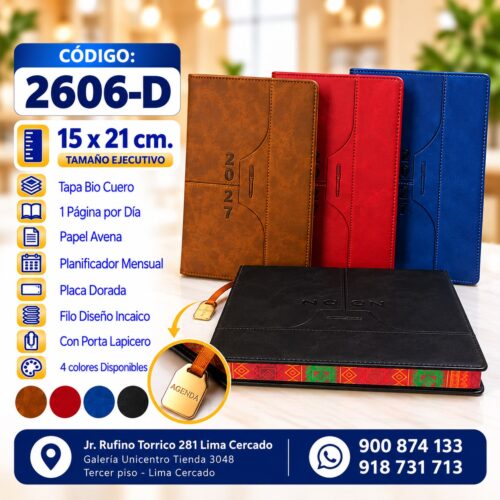 COD. 2606-D   (Tamaño 15x21cm. ) AGENDA IMPORTADA 2027