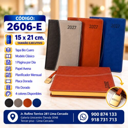 COD. 2606-E  (Tamaño 15x21cm. ) AGENDA IMPORTADA 2027