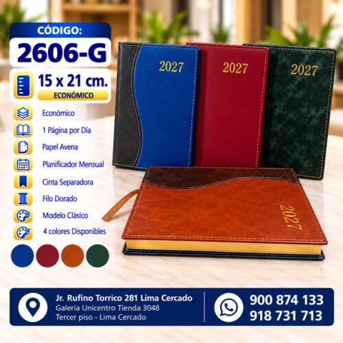 COD. 2606-G  ( Tamaño 15x21cm. ) AGENDA IMPORTADA 2027