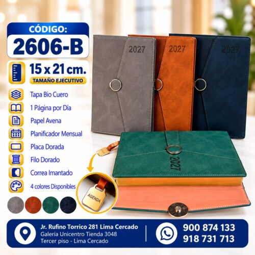 COD. 2606-B  (Tamaño 15x21cm. ) agenda importada 2027