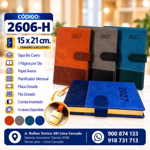 COD. 2606-H  ( Tamaño 15x21cm. ) AGENDA IMPORTADA 2027